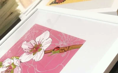 I’m currently framing stacks and stacks of prints of my state flowers and insects to hang this week at