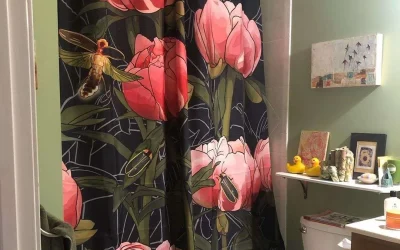 I loved the way this design turned out on the umbrellas so much that I bought myself a shower curtain!